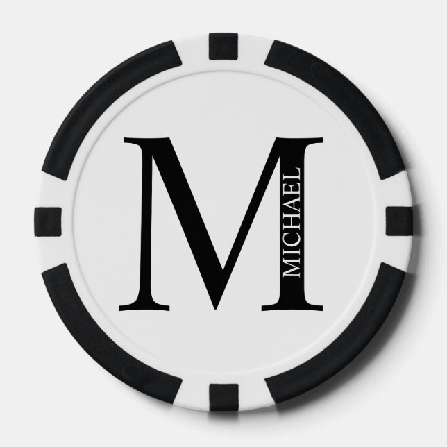 Jetons De Poker Monogramme et nom personnalisés (Recto)