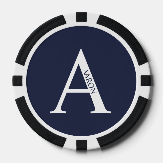 Jetons De Poker Monogramme et nom personnalisés (Recto)