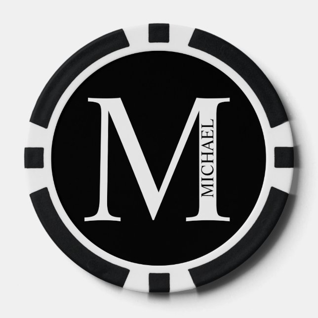 Jetons De Poker Monogramme et nom personnalisés (Recto)