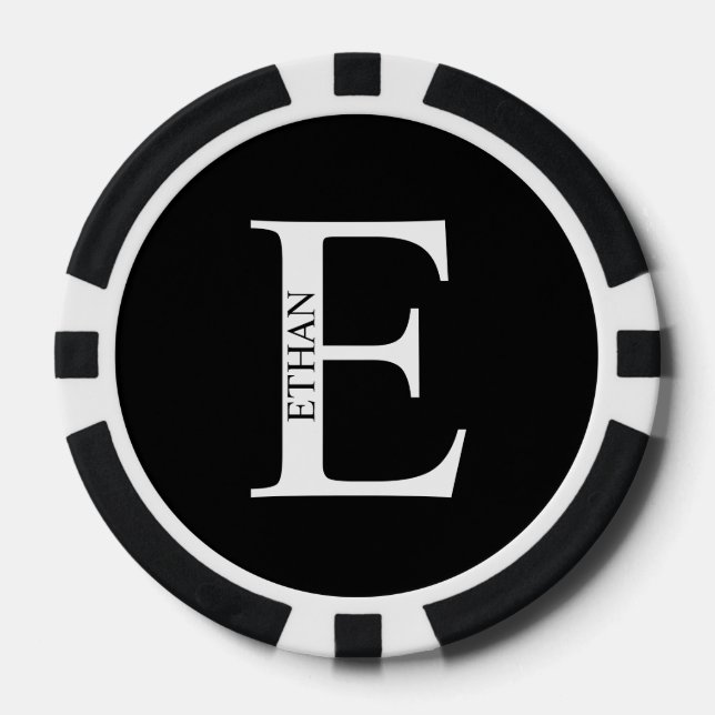 Jetons De Poker Monogramme et nom personnalisés (Recto)