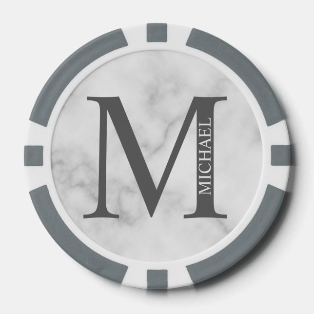 Jetons De Poker Monogramme et nom personnalisés (Recto)