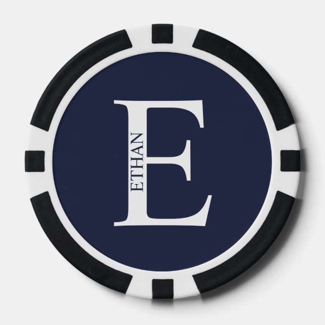 Jetons De Poker Monogramme et nom personnalisés (Recto)