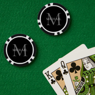 Jetons De Poker Monogramme et nom personnalisés