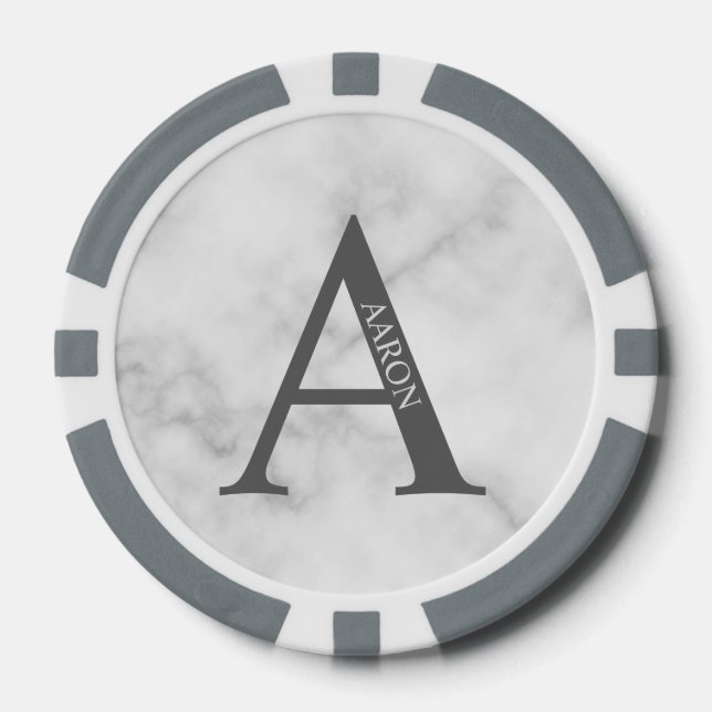 Jetons De Poker Monogramme et nom personnalisés (Recto)