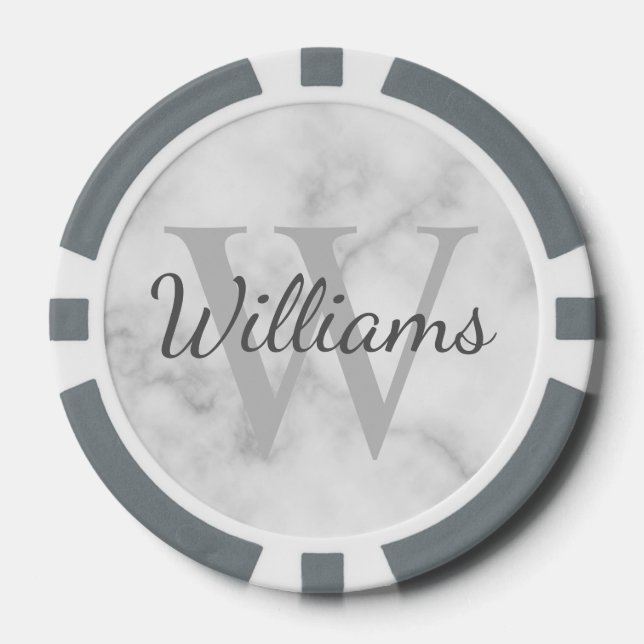 Jetons De Poker Monogramme et nom personnalisés (Recto)