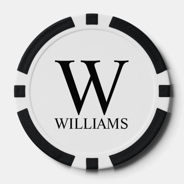 Jetons De Poker Monogramme et nom personnalisés classiques (Recto)