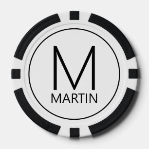 Jetons De Poker Monogramme et nom personnalisés modernes