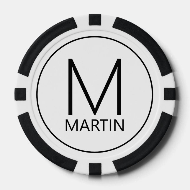 Jetons De Poker Monogramme et nom personnalisés modernes (Recto)