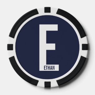 Jetons De Poker Monogramme et nom personnalisés modernes