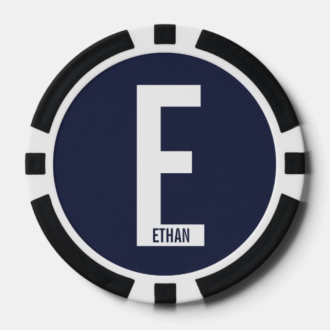 Jetons De Poker Monogramme et nom personnalisés modernes (Recto)