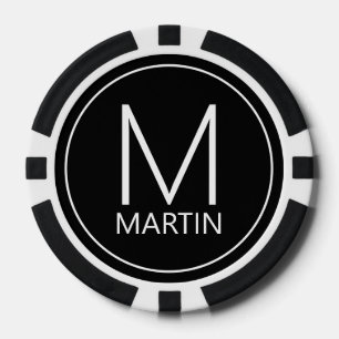 Jetons De Poker Monogramme et nom personnalisés modernes