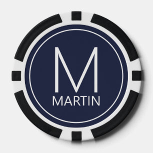 Jetons De Poker Monogramme et nom personnalisés modernes