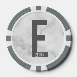 Jetons De Poker Monogramme et nom personnalisés modernes