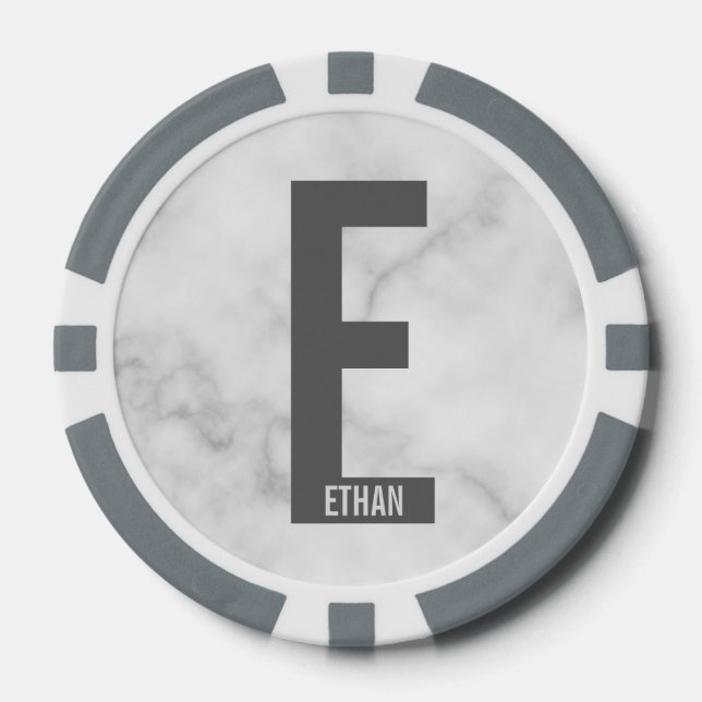 Jetons De Poker Monogramme et nom personnalisés modernes (Recto)