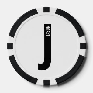 Jetons De Poker Monogramme et nom personnalisés modernes