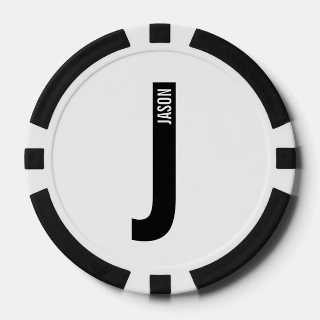 Jetons De Poker Monogramme et nom personnalisés modernes (Recto)