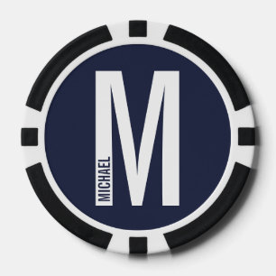 Jetons De Poker Monogramme et nom personnalisés modernes