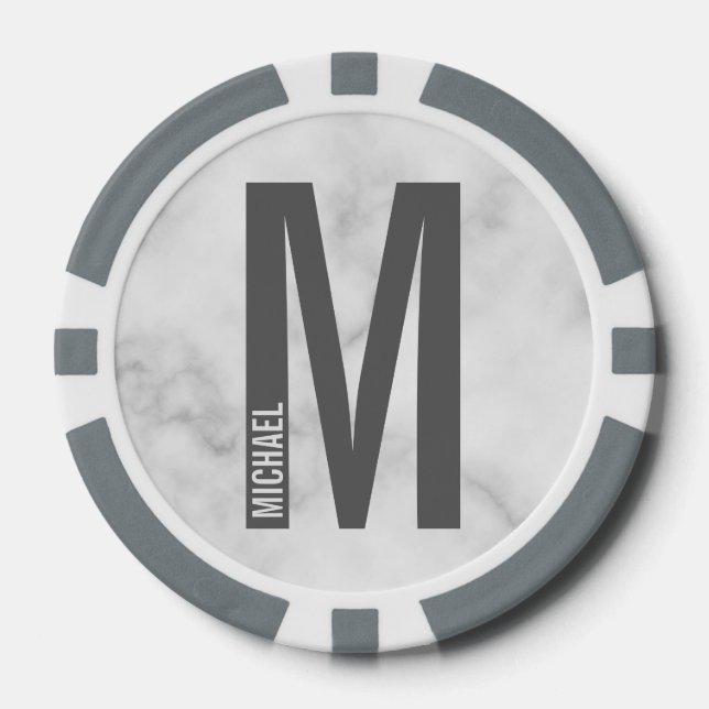 Jetons De Poker Monogramme et nom personnalisés modernes (Recto)