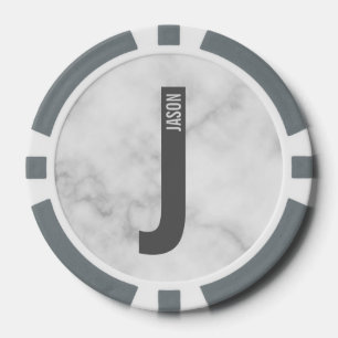 Jetons De Poker Monogramme et nom personnalisés modernes