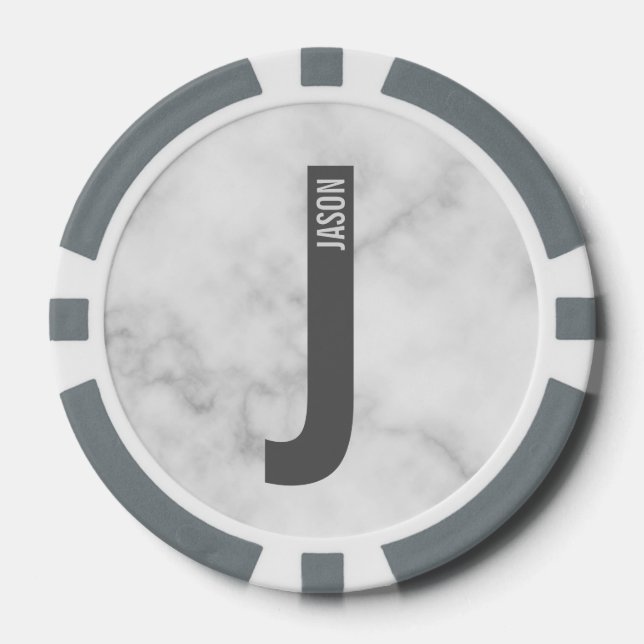 Jetons De Poker Monogramme et nom personnalisés modernes (Recto)