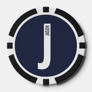 Jetons De Poker Monogramme et nom personnalisés modernes