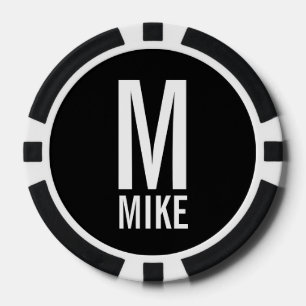 Jetons De Poker Monogramme et nom personnalisés modernes