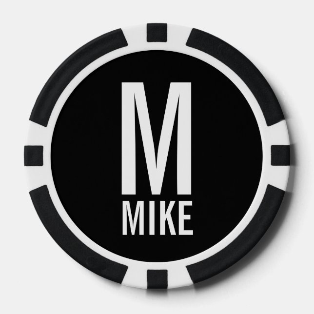 Jetons De Poker Monogramme et nom personnalisés modernes (Recto)