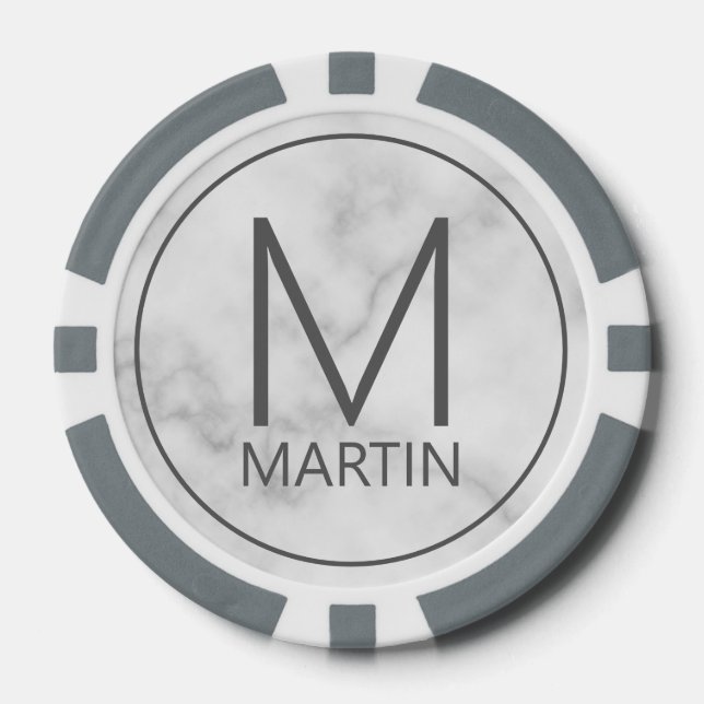 Jetons De Poker Monogramme et nom personnalisés modernes (Recto)