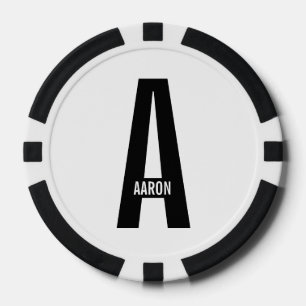 Jetons De Poker Monogramme et nom personnalisés modernes
