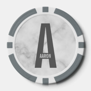 Jetons De Poker Monogramme et nom personnalisés modernes