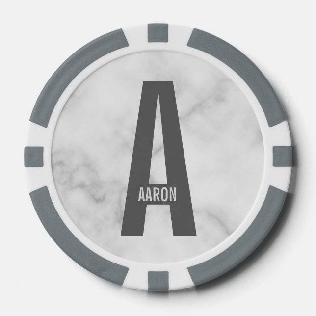 Jetons De Poker Monogramme et nom personnalisés modernes (Recto)