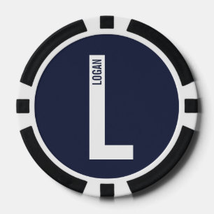 Jetons De Poker Monogramme et nom personnalisés modernes