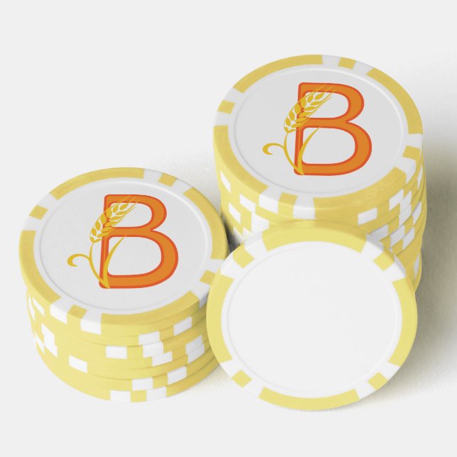 Jetons De Poker monogramme floral B lettre majuscule (Empiler)
