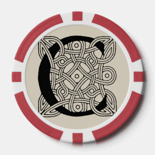 Jetons De Poker Monogramme lettre C Impression vintage nœud celtiq