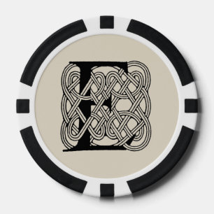 Jetons De Poker Monogramme lettre E Impression vintage nœud celtiq