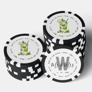 Jetons De Poker Monogramme M. Mme Mojito Mariage du bon de boisson