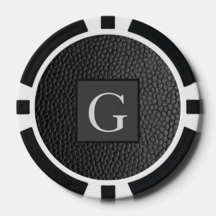 Jetons De Poker Monogramme Meilleur homme Groomsman Black Leather