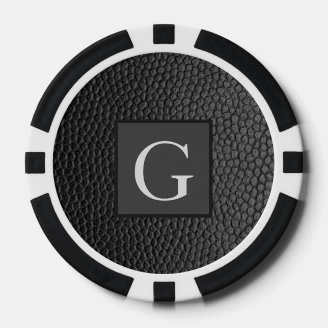 Jetons De Poker Monogramme Meilleur homme Groomsman Black Leather  (Recto)