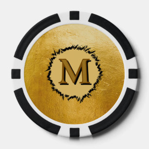Jetons De Poker Monogramme minimaliste simple personnalisé faux or