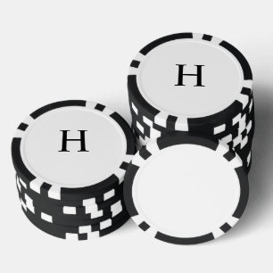 Jetons De Poker Monogramme Moderne Classique Noir Personnalisé