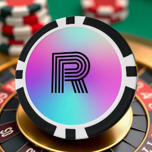 Jetons De Poker Monogramme néon rose bleu et violet ombre