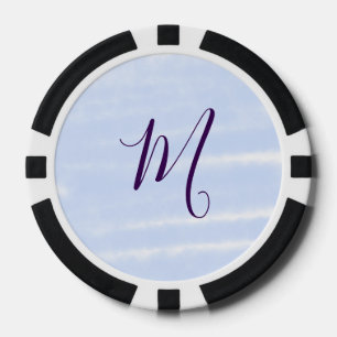 Jetons De Poker Monogramme nom lettre rétro aquarelle pastel viole