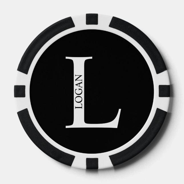Jetons De Poker Monogramme personnalisé et nom (Recto)