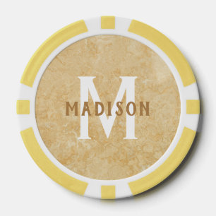 Jetons De Poker monogramme personnalisé et nom Marbre d'or Faux