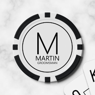Jetons De Poker Monogramme personnalisé moderne et Groomsmen de no