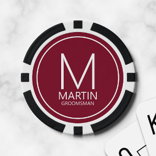 Jetons De Poker Monogramme personnalisé moderne et Groomsmen de no