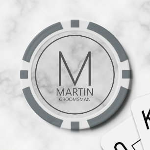 Jetons De Poker Monogramme personnalisé moderne et Groomsmen de no