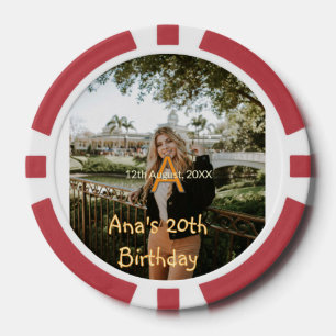 Jetons De Poker Monogramme photo joyeux 20e anniversaire orange gr