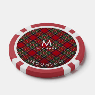 Jetons De Poker Monogramme Plaid Red Green Stewart Tartan Groomsma