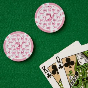 Jetons De Poker Monogramme Première Bow rose Coquette Cadeau esthé